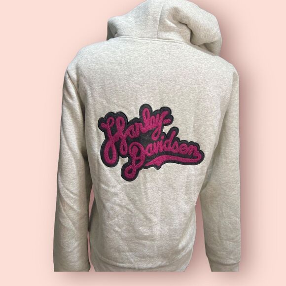 Harley-Davidson Gray zip up Sherpa Hoodie with Logo - Picture 6 of 10